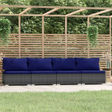 vidaXL 4-személyes szürke polyrattan kanapé párnákkal kerti bútor