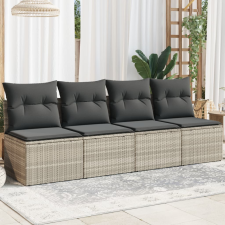 vidaXL 4 személyes világosszürke polyrattan kerti kanapé párnával kerti bútor