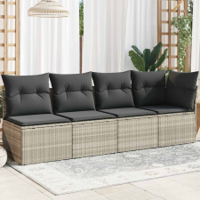 vidaXL 4 személyes világosszürke polyrattan kerti kanapé párnával kerti bútor