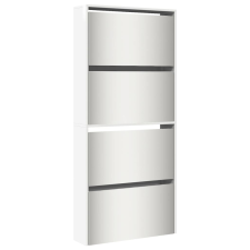 vidaXL 4 szintes magasfényű fehér cipőszekrény tükörrel 63x17x134 cm (3228276) bútor