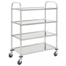 vidaXL 4 szintes rozsdamentes acél zsúrkocsi 107 x 55 x 125 cm bútor
