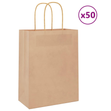 vidaXL 50 db barna kraft papírzacskók fogantyúkkal 21x11x28 cm ajándéktasak