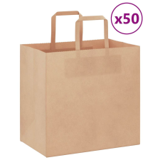 vidaXL 50 db barna kraft papírzacskók fogantyúkkal 26x17x25 cm ajándéktasak