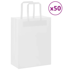 vidaXL 50 db fehér kraft papírzacskók fogantyúkkal 21x11x28 cm ajándéktasak