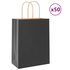 vidaXL 50 db fekete kraft papírzacskók fogantyúkkal 21x11x28 cm ajándéktasak