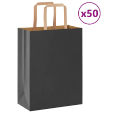 vidaXL 50 db fekete kraft papírzacskók fogantyúkkal 21x11x28 cm ajándéktasak