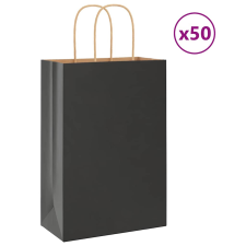 vidaXL 50 db fekete kraft papírzacskók fogantyúkkal 21x11x31 cm ajándéktasak