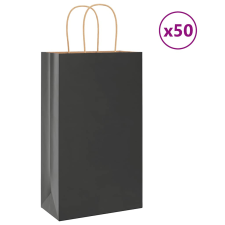 vidaXL 50 db fekete kraft papírzacskók fogantyúkkal 21x11x36 cm ajándéktasak