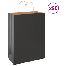 vidaXL 50 db fekete kraft papírzacskók fogantyúkkal 32x17x44 cm ajándéktasak