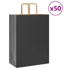 vidaXL 50 db fekete kraft papírzacskók fogantyúkkal 32x17x44 cm ajándéktasak