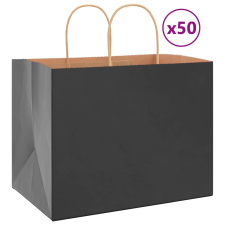 vidaXL 50 db fekete kraft papírzacskók fogantyúkkal 32x22x24 cm ajándéktasak