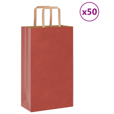 vidaXL 50 db piros kraft papírzacskók fogantyúkkal 21x11x36 cm ajándéktasak