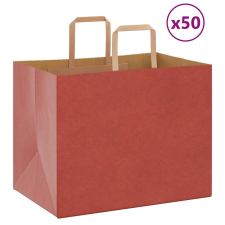 vidaXL 50 db piros kraft papírzacskók fogantyúkkal 32x22x24 cm ajándéktasak
