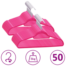 vidaXL 50 db rózsaszín csúszásmentes bársony ruhaakasztó bútor
