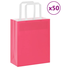vidaXL 50 db rózsaszín kraft papírzacskók fogantyúkkal 18x8x22 cm ajándéktasak