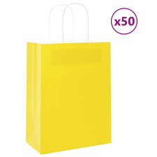 vidaXL 50 db sárga kraft papírzacskók fogantyúkkal 21x11x28 cm ajándéktasak
