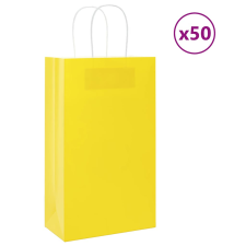 vidaXL 50 db sárga kraft papírzacskók fogantyúkkal 21x11x36 cm ajándéktasak