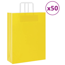 vidaXL 50 db sárga kraft papírzacskók fogantyúkkal 32x12x42 cm ajándéktasak