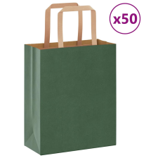 vidaXL 50 db zöld kraft papírzacskók fogantyúkkal 18x8x22 cm ajándéktasak