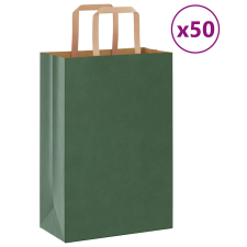 vidaXL 50 db zöld kraft papírzacskók fogantyúkkal 21x11x31 cm ajándéktasak