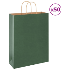 vidaXL 50 db zöld kraft papírzacskók fogantyúkkal 32x12x42 cm ajándéktasak