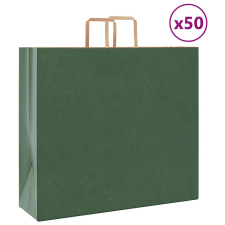 vidaXL 50 db zöld kraft papírzacskók fogantyúkkal 54x15x49 cm ajándéktasak