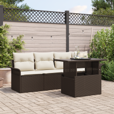 vidaXL 5 darabos Kert Sofa Készlet Párnákkal Barna Poli Rattan kerti bútor