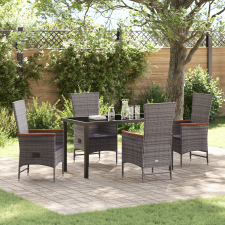 vidaXL 5 darabos kerti étkezőgarnitúra párnákkal szürke poli rattannal kerti bútor