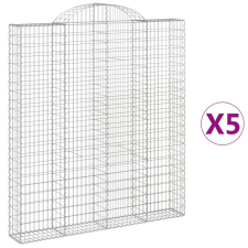 vidaXL 5 db íves horganyzott vas gabion kosár 200x30x220/240 cm (3146239) kerti tárolás