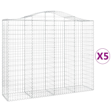 vidaXL 5 db íves horganyzott vas gabion kosár 200x50x160/180 cm (3145706) kerti tárolás