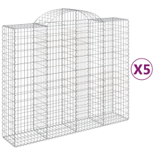 vidaXL 5 db íves horganyzott vas gabion kosár 200x50x160/180 cm (3146386) kerti tárolás