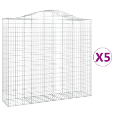 vidaXL 5 db íves horganyzott vas gabion kosár 200x50x180/200 cm (3145727) kerti tárolás