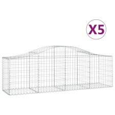 vidaXL 5 db íves horganyzott vas gabion kosár 200x50x60/80 cm (3145601) kerti tárolás