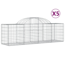 vidaXL 5 db íves horganyzott vas gabion kosár 200x50x60/80 cm (3146281) kerti tárolás