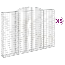 vidaXL 5 db íves horganyzott vas gabion kosár 300x30x200/220 cm (3146614) kerti tárolás
