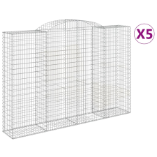 vidaXL 5 db íves horganyzott vas gabion kosár 300x50x200/220 cm (3146794) kerti tárolás