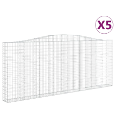 vidaXL 5 db íves horganyzott vas gabion kosár 400x30x160/180 cm (3145868) kerti tárolás