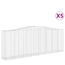 vidaXL 5 db íves horganyzott vas gabion kosár 400x50x140/160 cm (3145985) kerti tárolás