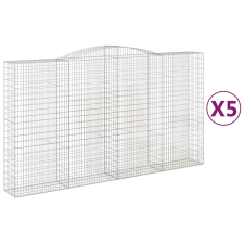 vidaXL 5 db íves horganyzott vas gabion kosár 400x50x220/240 cm (3147077) kerti tárolás