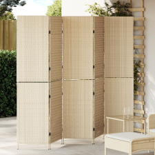 vidaXL 5 Paneles Páraván Összecsukható Bézs 245x180 cm Poly Rattan bútor