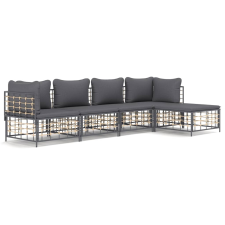 vidaXL 5-részes antracitszürke polyrattan kerti ülőgarnitúra párnákkal kerti bútor