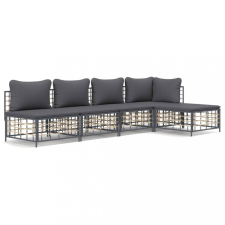 vidaXL 5-részes antracitszürke polyrattan kerti ülőgarnitúra párnákkal kerti bútor