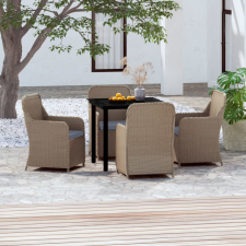 vidaXL 5 részes barna kerti étkezőgarnitúra párnákkal kerti bútor