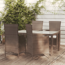 vidaXL 5-részes barna kültéri polyrattan étkezőszett párnákkal kerti bútor