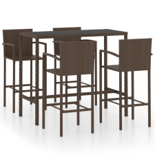 vidaXL 5 részes barna polyrattan kerti bárszett kerti bútor