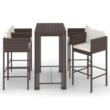 vidaXL 5 részes barna polyrattan kerti bárszett párnákkal (3094783) kerti bútor