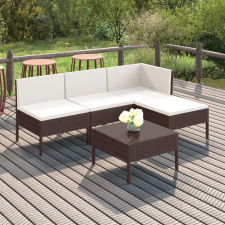 vidaXL 5 részes barna polyrattan kerti bútorszett párnákkal kerti bútor