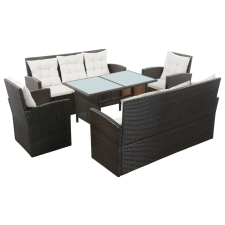 vidaXL 5-részes barna polyrattan kerti bútorszett párnákkal (43973) kerti bútor