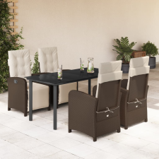 vidaXL 5-részes barna polyrattan kerti étkezőgarnitúra párnákkal kerti bútor