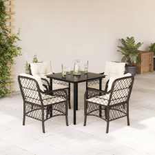 vidaXL 5-részes barna polyrattan kerti étkezőgarnitúra párnákkal kerti bútor